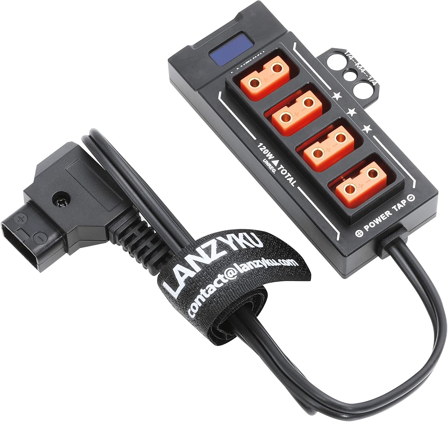 Compact 1x4 P-Tap Splitter with Voltage and Amps Display, Aluminum Alloy, Pack of 2 V757