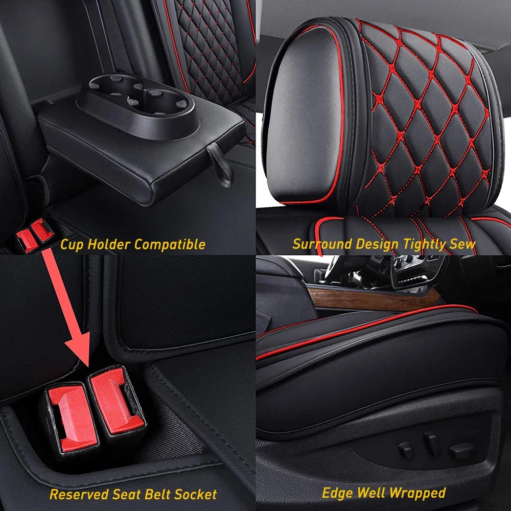 Black-Red Full Set Car Seat Covers F690