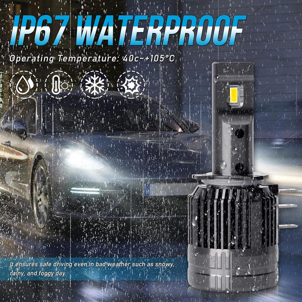 H15 LED Headlight Bulbs 60W 13200LM 6000K White Pack of 2 A315789