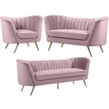 3-Piece Set with Accent Chair Loveseat and Sofa in Pink and Gold S131