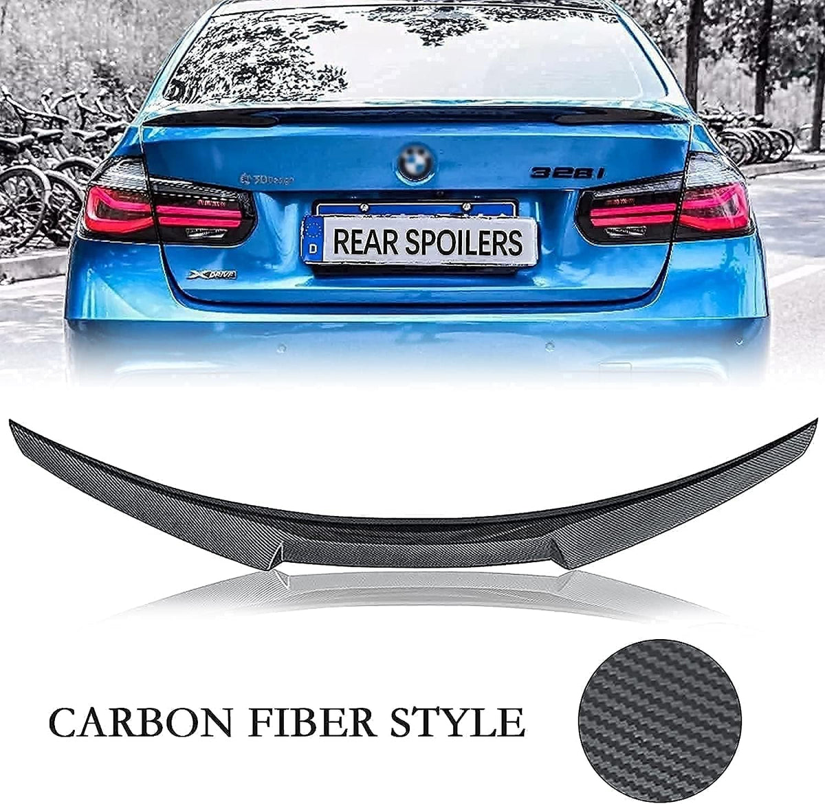 Rear Spoilers Wings Carbon Fiber Style (Black) T3936