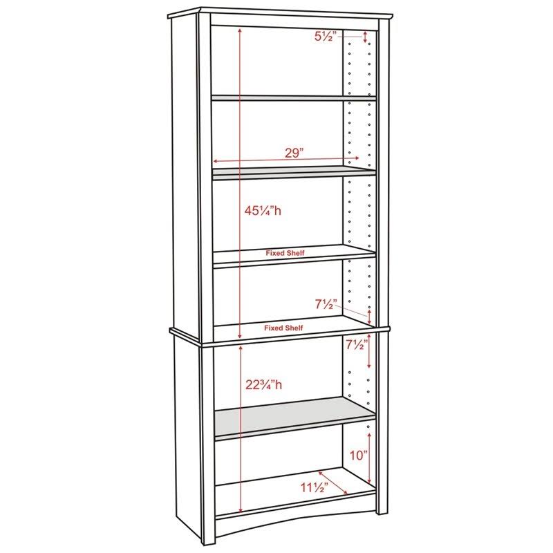 6 Shelf Wood Bookcase in Oak C573