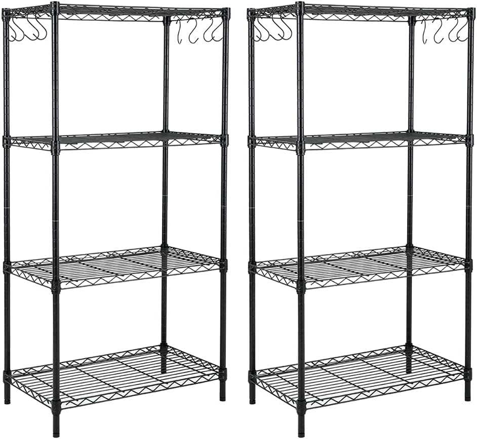 5-Shelf Steel Wire Shelving Unit with 8-Hook, Black, Pack of 2 G229
