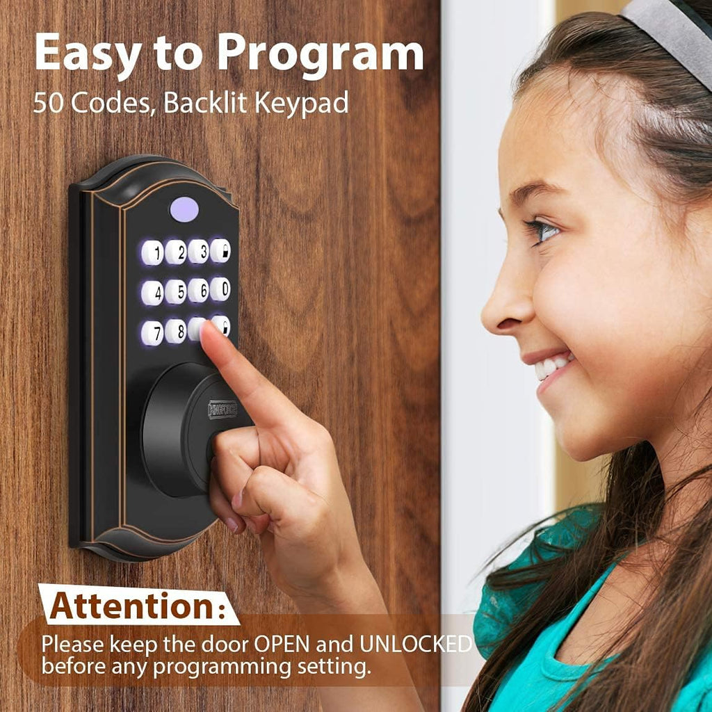 Keypad Deadbolt Lock, Keyless Entry Door Lock, Electronic Deadbolt, Black, Pack of 2 F892