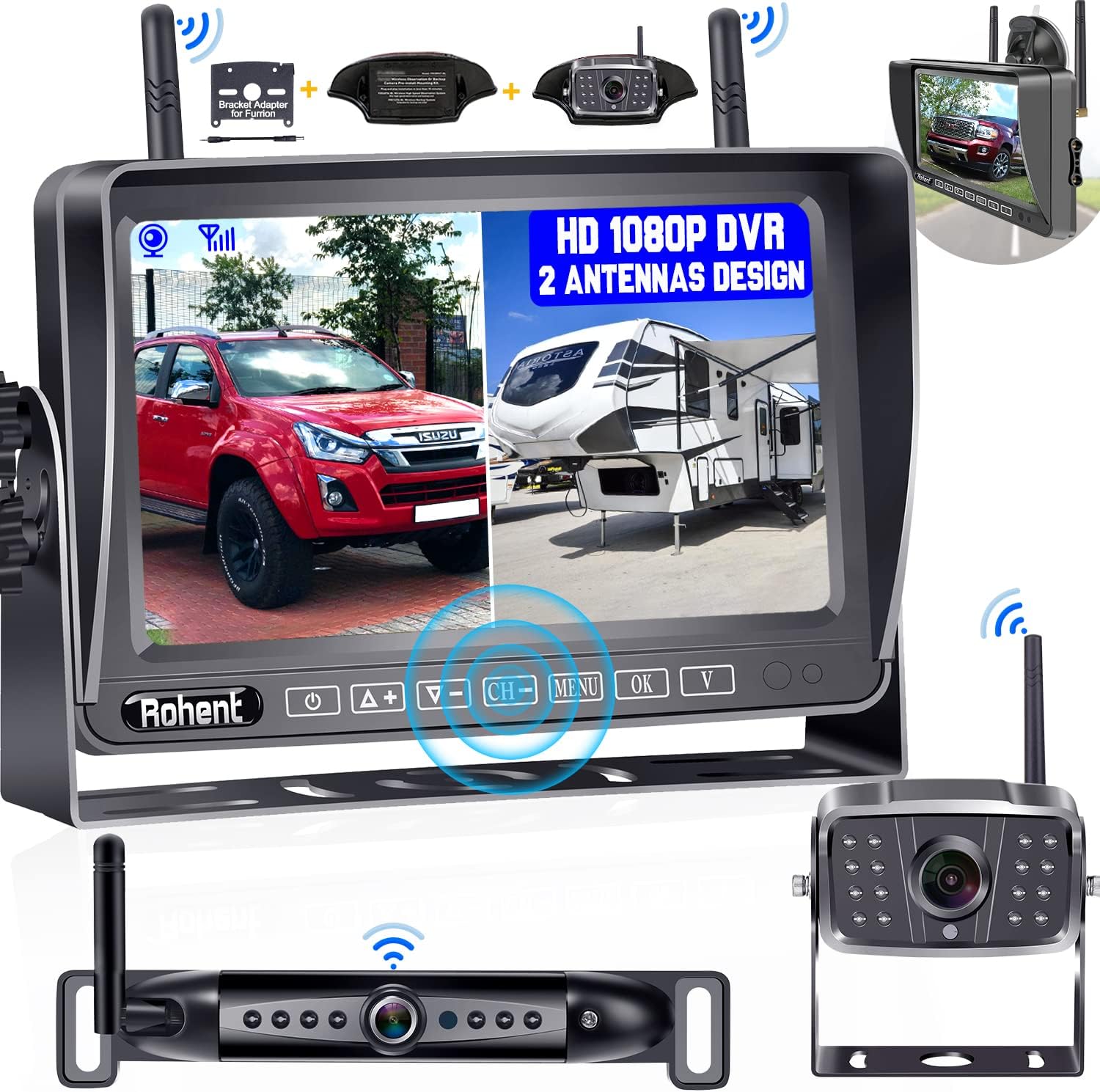 Wireless Backup Camera System with 7 Inch Monitor and 2 Cameras F213103