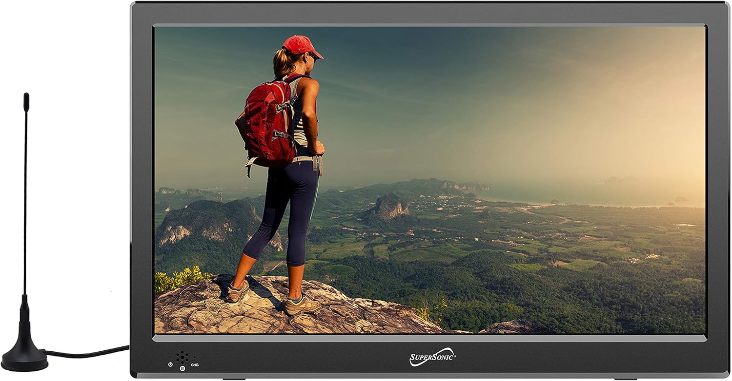 13 Portable Widescreen LED TV with USB/SD Inputs, HDMI, FM Radio, Rechargeable Battery A84102