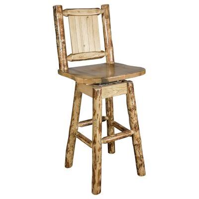 Brown Swivel Solid Wood Bar Stool A204