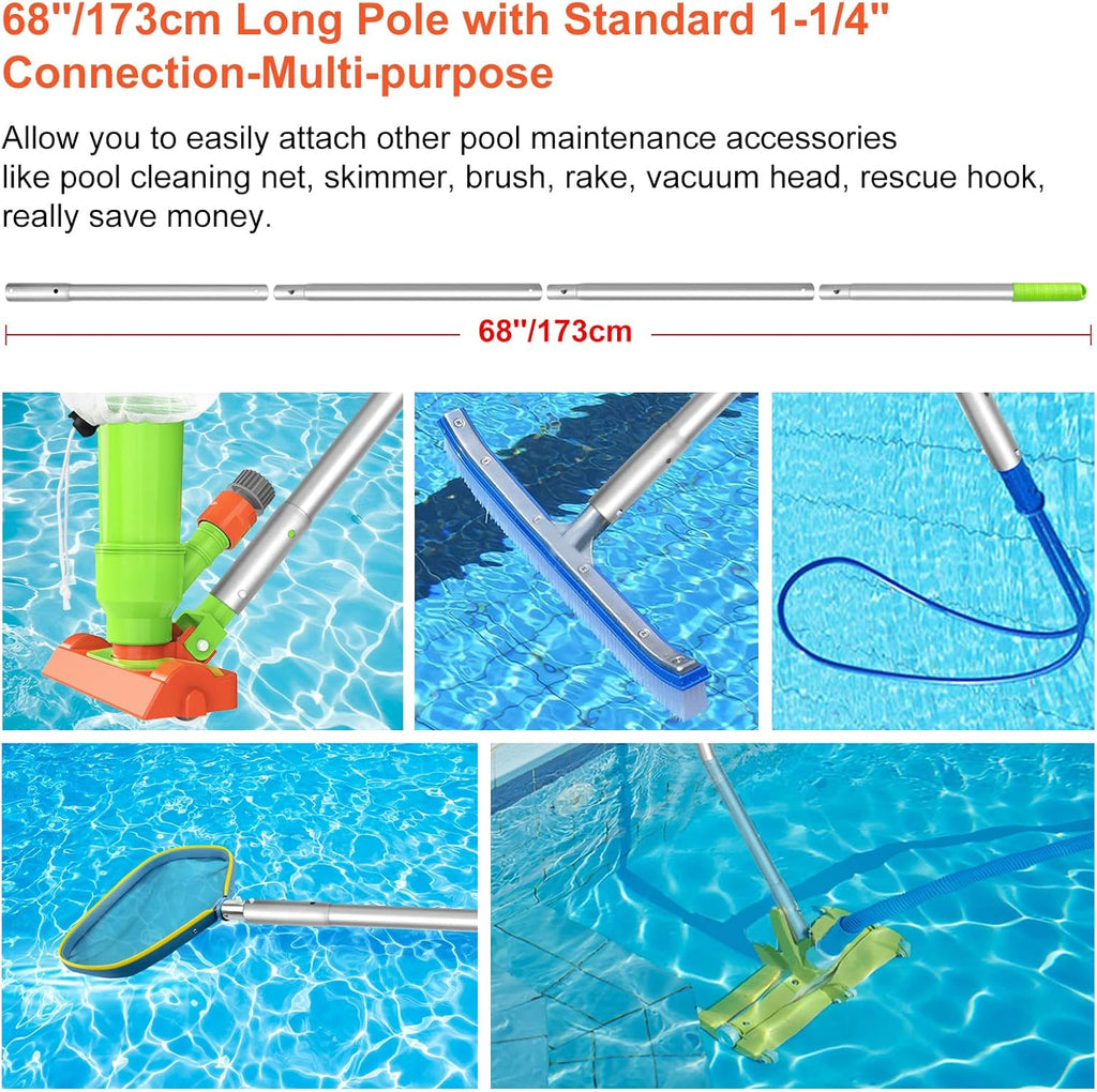68 Portable Handheld Pool Vacuum Cleaner with 4 Section Poles D571