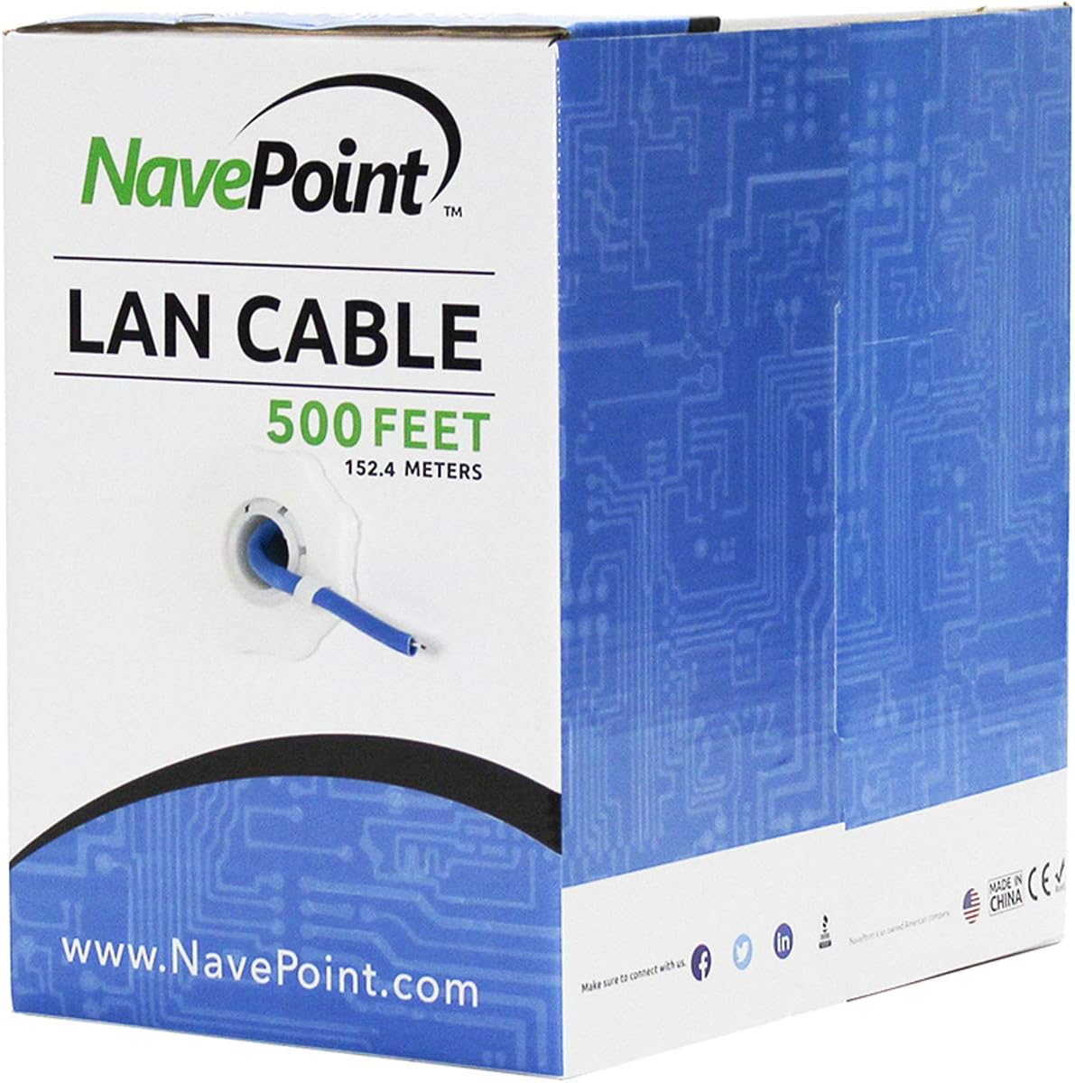 Cat6 500ft White Solid Bulk Ethernet Cable 23AWG 4 Pair UTP Pack of 2 S332