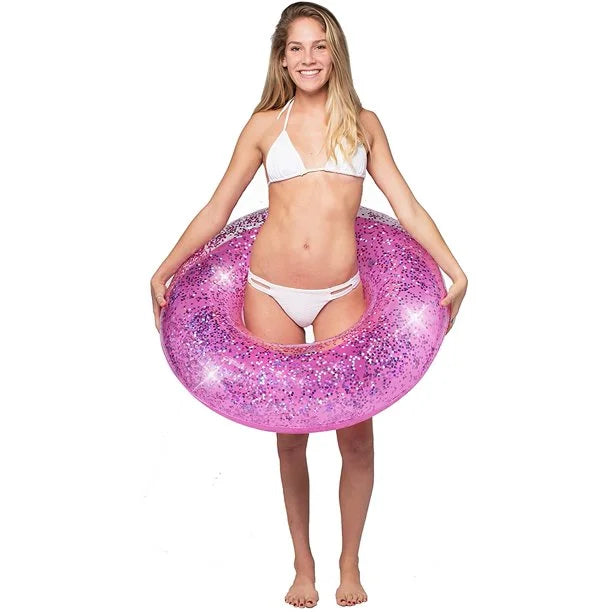Pink Glitter Inflatable Swim Ring (48 Inch) L255