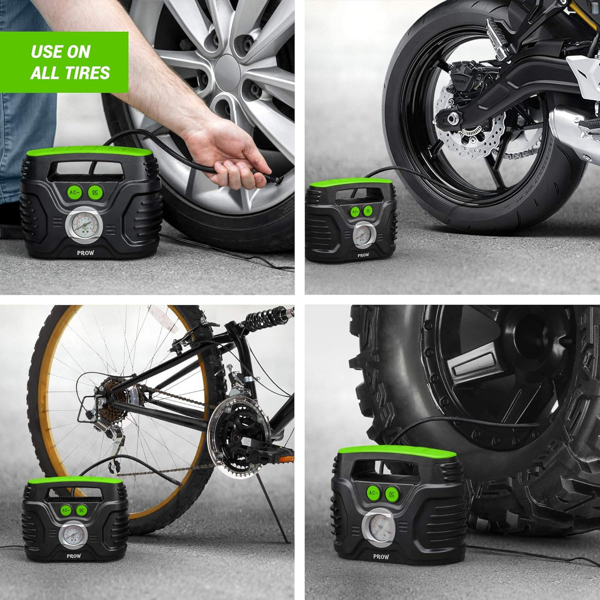 Portable Air Compressor Tire Inflator AC/DC Electric Pump with Analog Pressure Gauge N837031