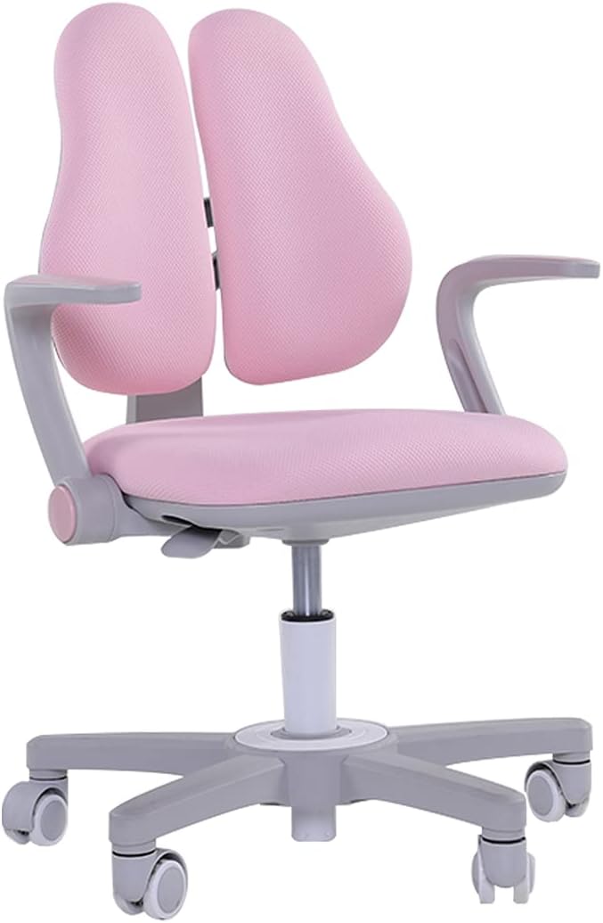 Pink Height Adjustable Kids Study Desk and Chair Set with Drawer and Bookshelf B733489