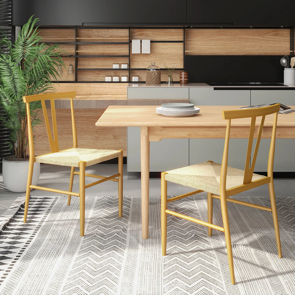 Natural Woven Rattan Dining Chair Set of 2 I3946