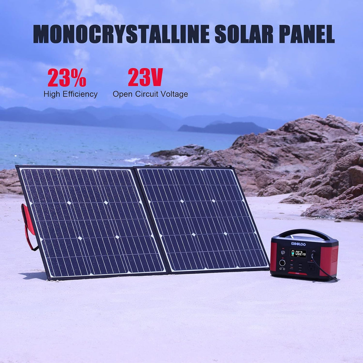 100W Foldable Solar Panel Charger with Dual USB & 18V DC Output IPX4 Waterproof T980