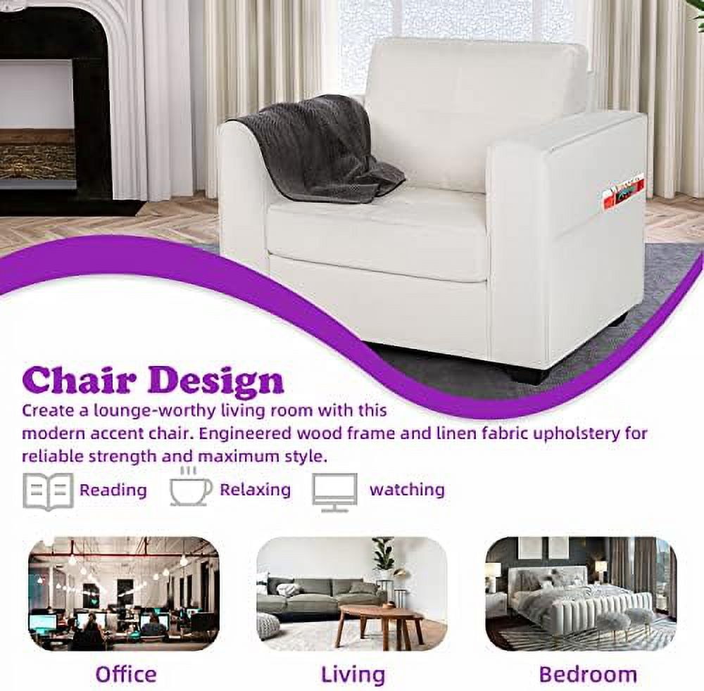 65" W Linen Fabric Sofa Couch with 2 USB Charging Ports and Wide Arms G64062
