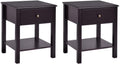 Brown Nightstand with Drawer and Shelf F546