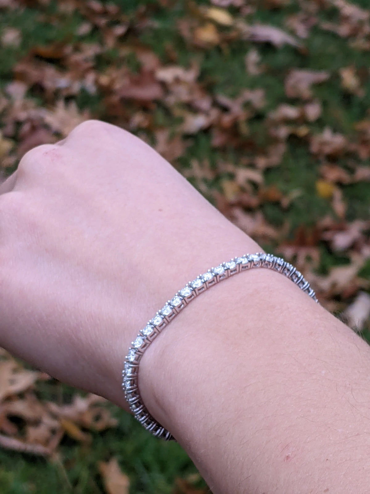 18k White Gold Plated Tennis Bracelet 4MM with Round Moissanite E50528