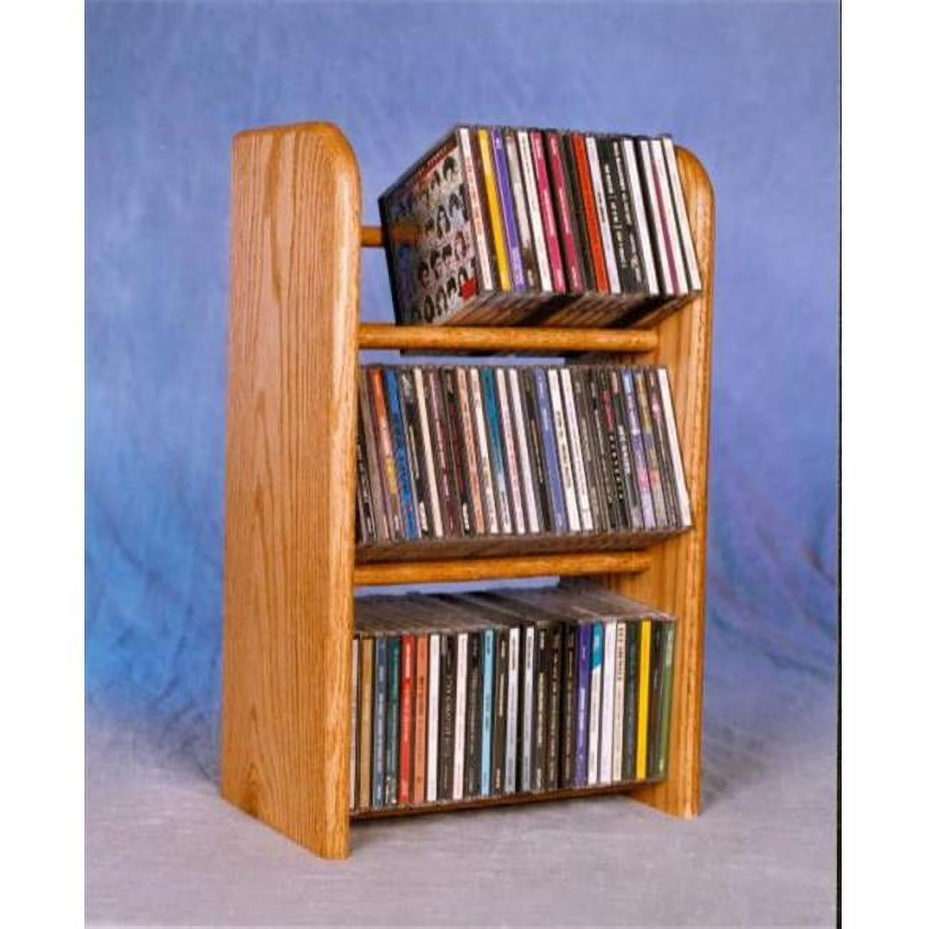 Solid Oak 3 Row Dowel CD Rack G5929