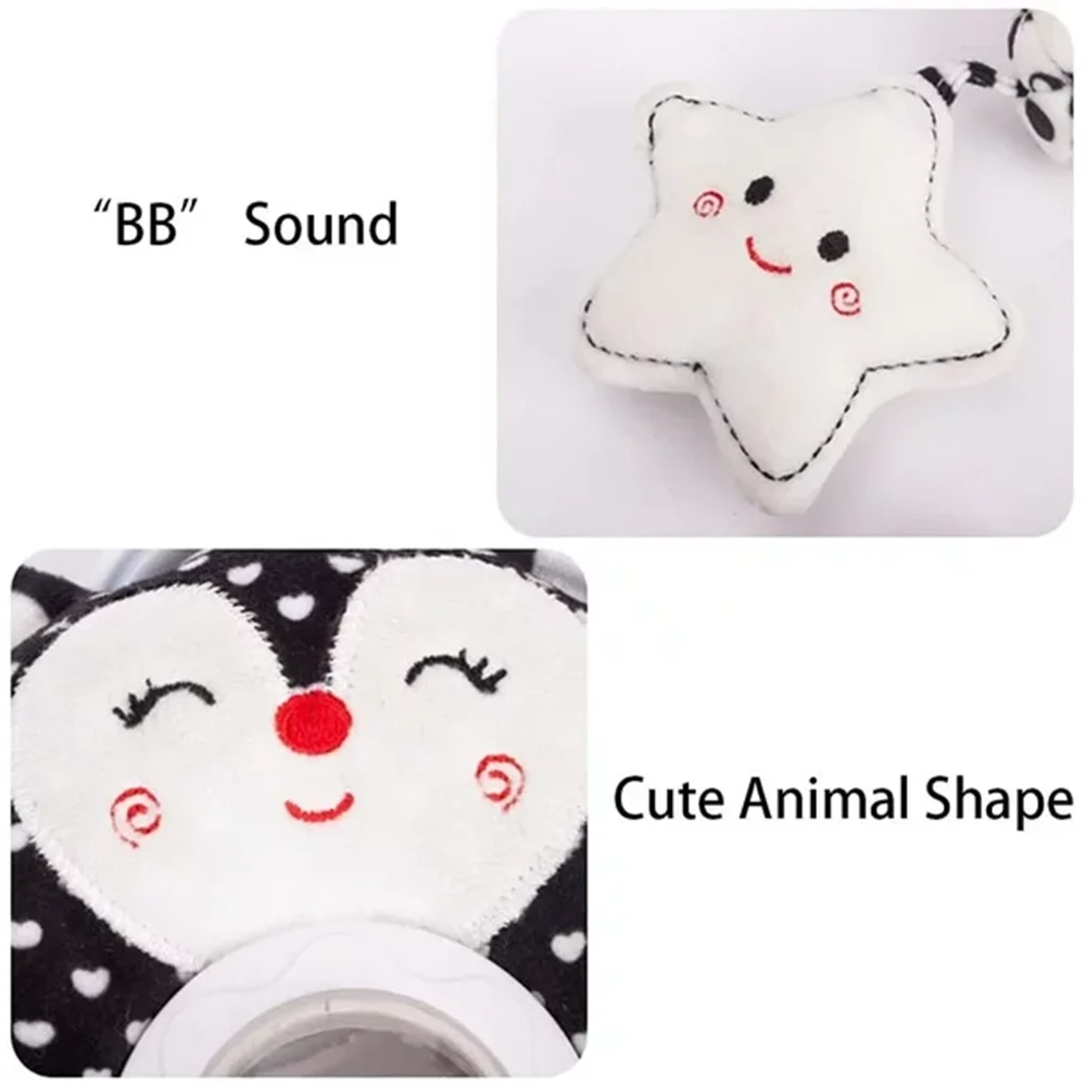High Contrast Black and White Soft Plush Baby Rattle Toys B753435