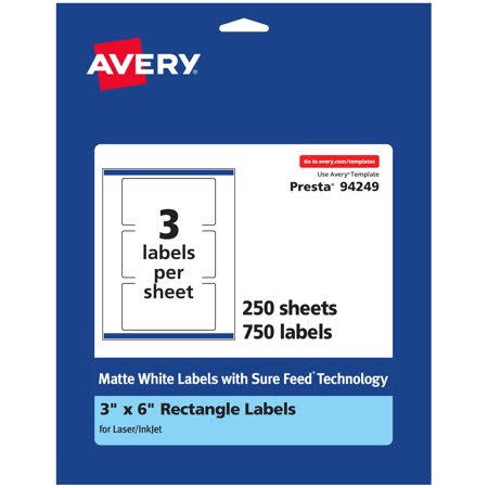 Matte White Rectangle Labels, 3 inch x 6 inch, 750 Labels I416