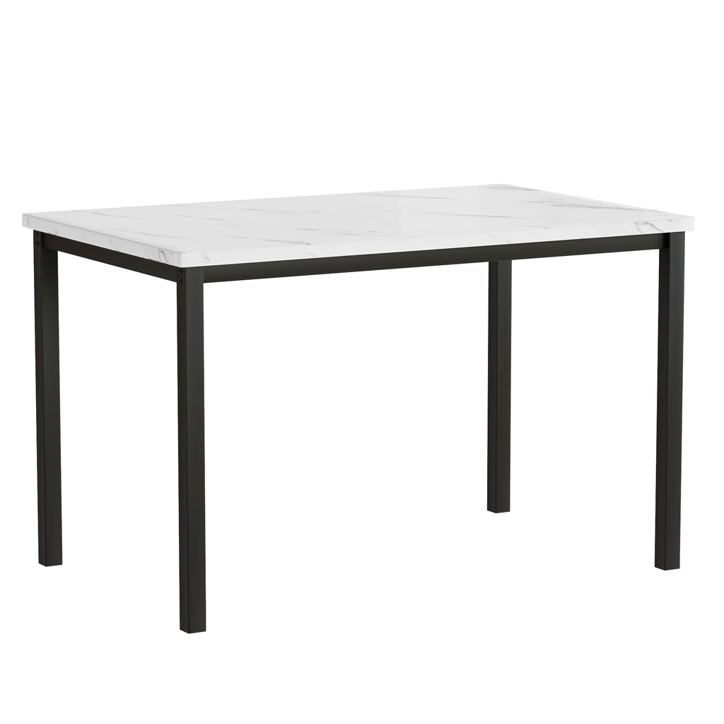 5-Piece Dining Table and Chairs Set with White Marble Top and Blue Velvet Chairs B23914