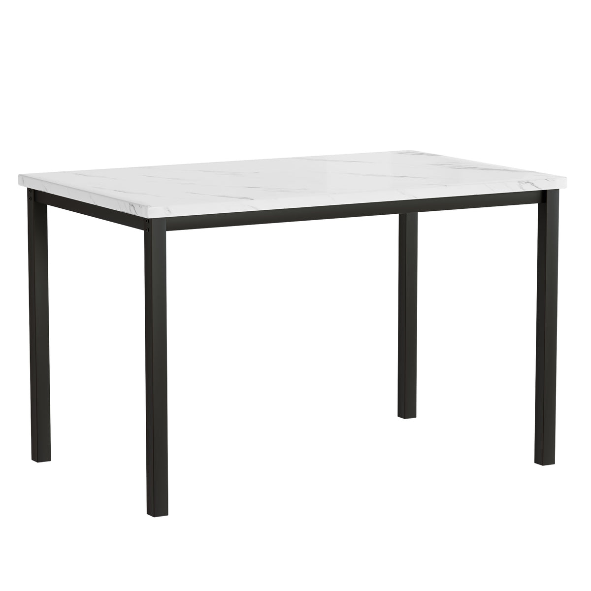 5-Piece Dining Table and Chairs Set with White Marble Top and Blue Velvet Chairs B23914