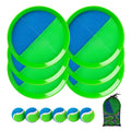 8 Inch Paddle Catch Games Toy (6 Rackets, 6 Balls, 1 Storage Bag) (Green/Blue) P1184