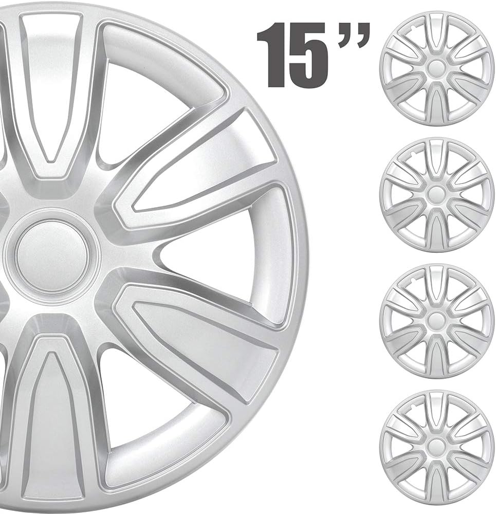4PC Set 15 inch Silver Hubcap Wheel Cover V374558