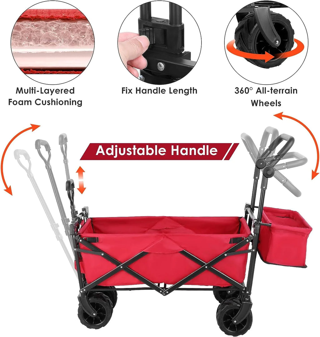 Collapsible Folding Wagon Cart with Removable Canopy S12191