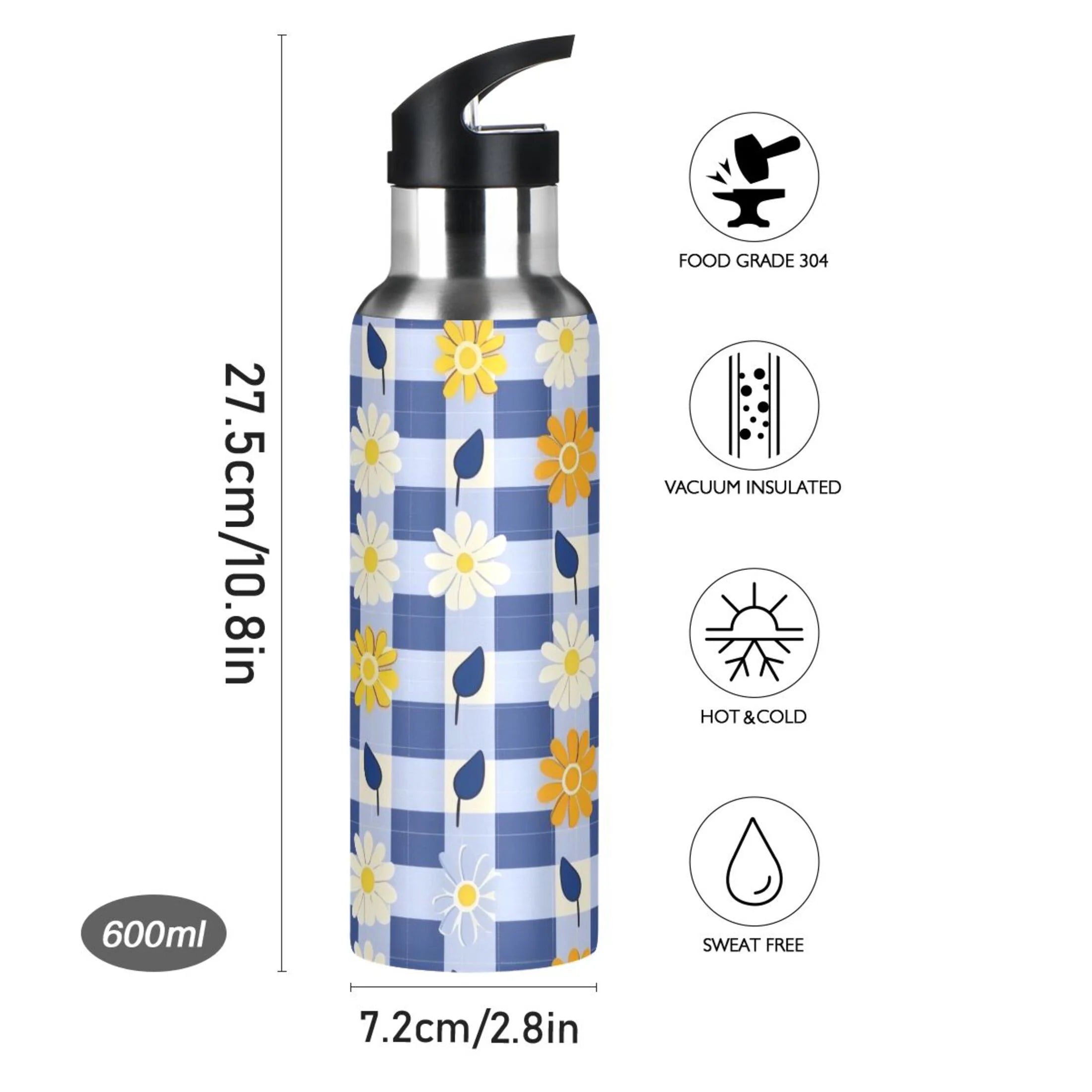 Insulated Stainless Steel Water Bottle with Straw Lid, 20 oz L888