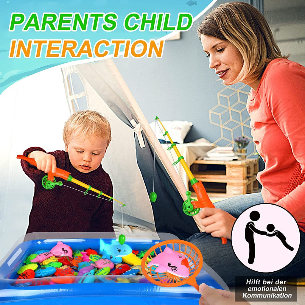 Magnetic Fishing Pool Toys Game with Pole Rod Net J196