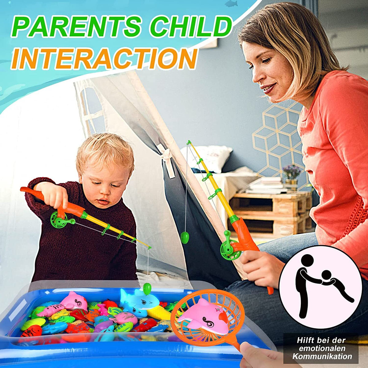 Magnetic Fishing Pool Toys Game with Pole Rod Net J196