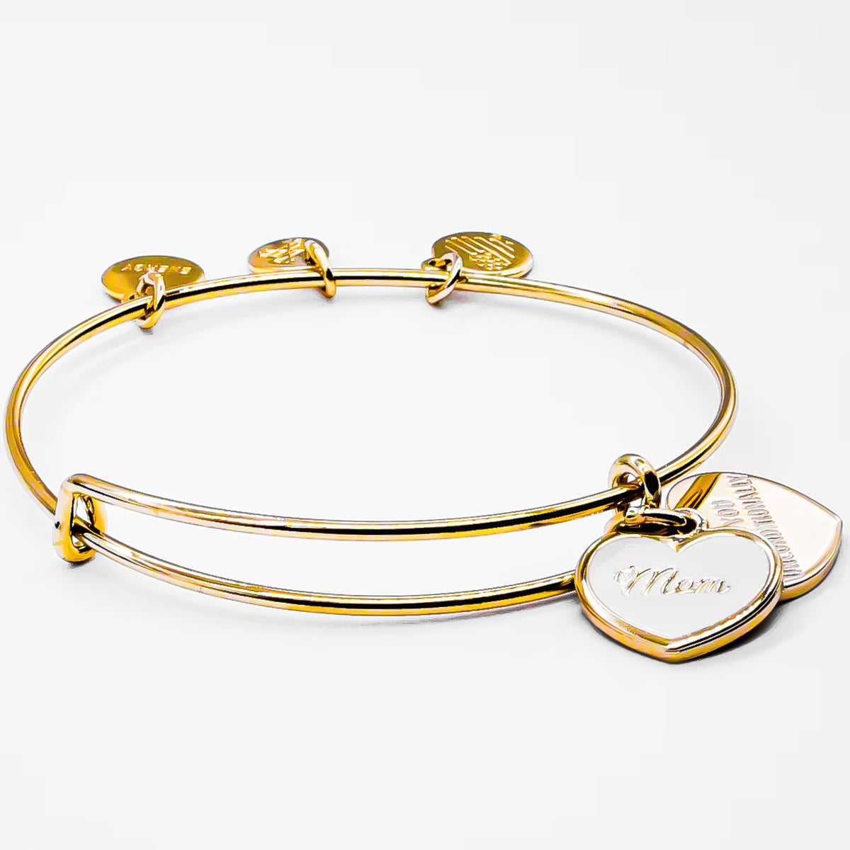 Gold-tone White Pendant Charm Bangle Bracelet G15014