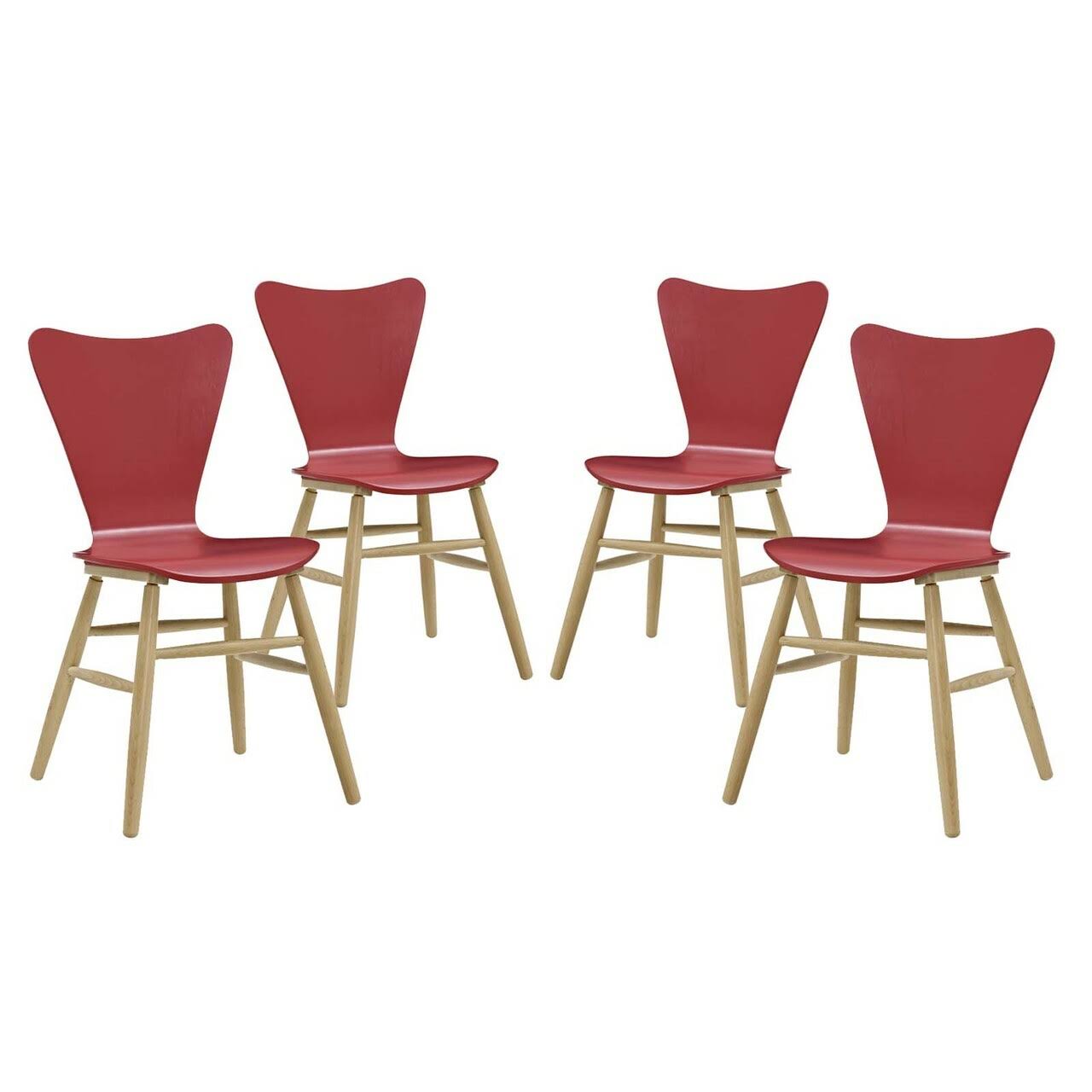 Red Wood Set of 4 Dining Side Chair S258215