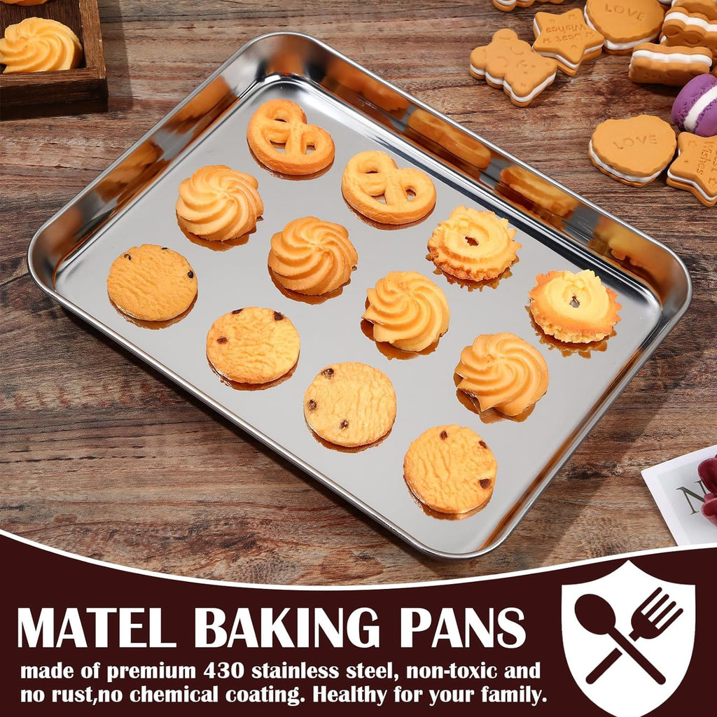 Set of 24 Stainless Steel Baking Sheet Pans 8 x 10 Inch E835249