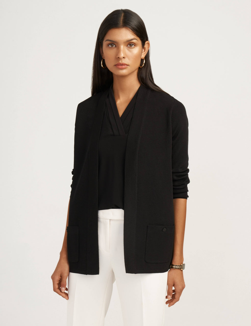 Black Open-Front Cardigan Y4779