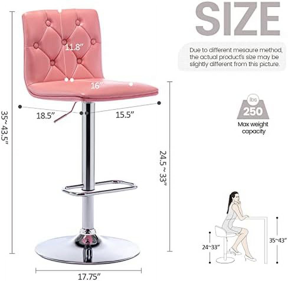 Tufted Adjustable PU Leather Swivel Barstools with Back Armless Counter Height Chairs H90303