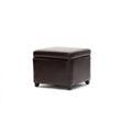 Dark Brown Faux Leather Storage Cube Ottoman D712