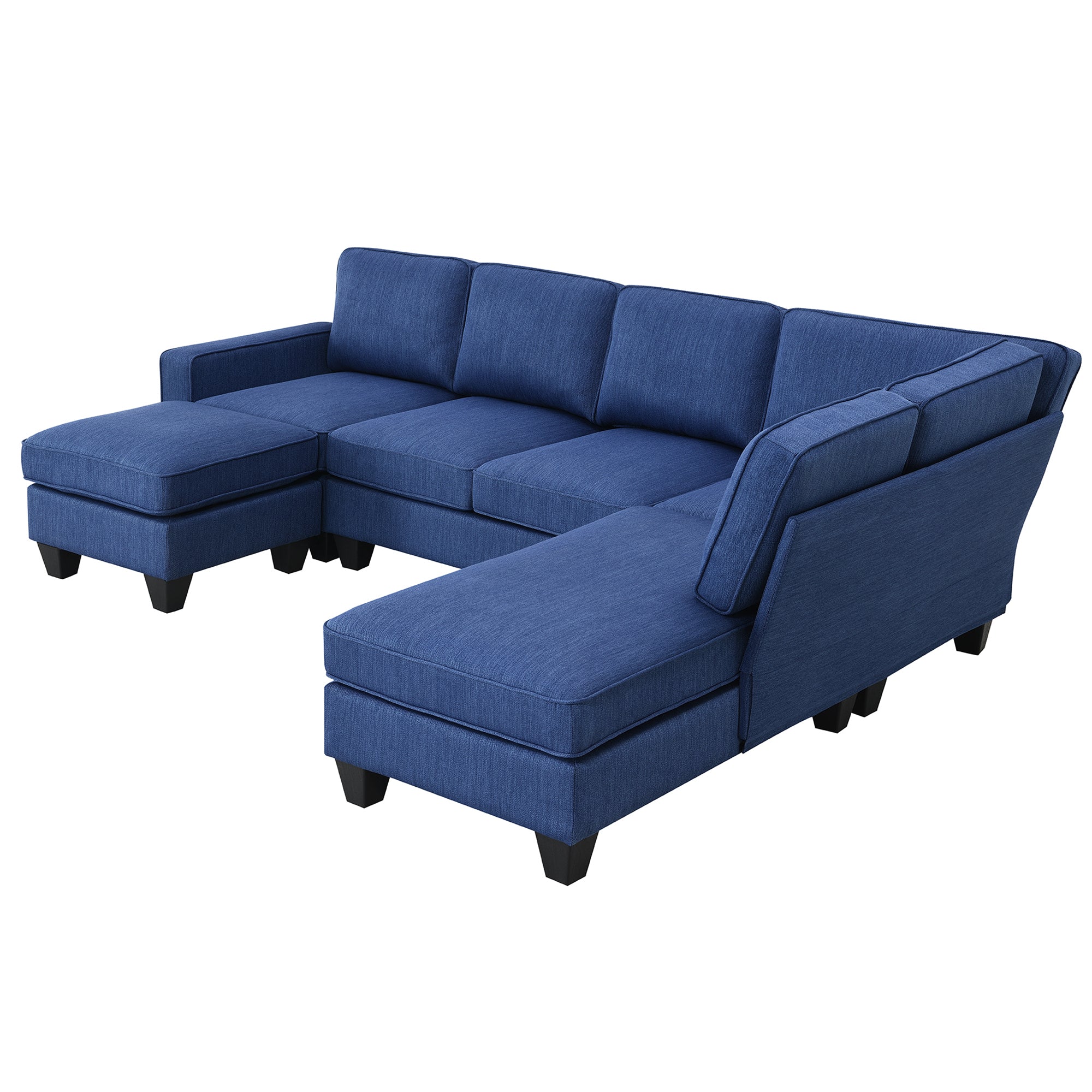 Blue Linen Fabric L-shaped Sectional Sofa L17245