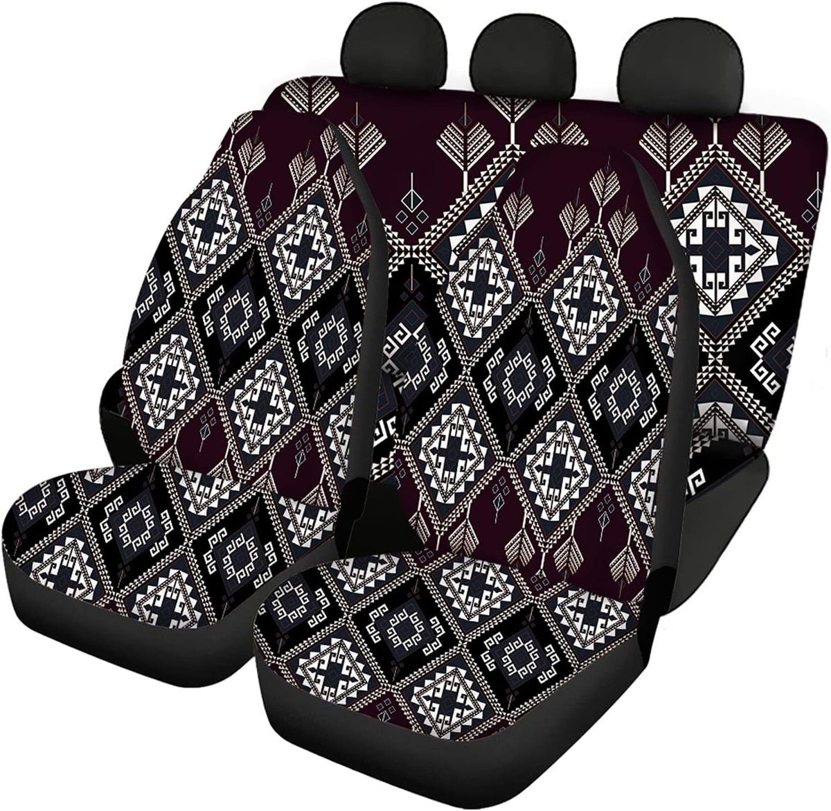 Purple Car Seat Cover Full Set Front and Rear Bench Seats T15559