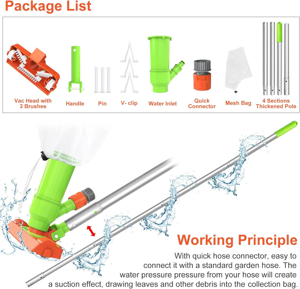 68 Portable Handheld Pool Vacuum Cleaner with 4 Section Poles D571
