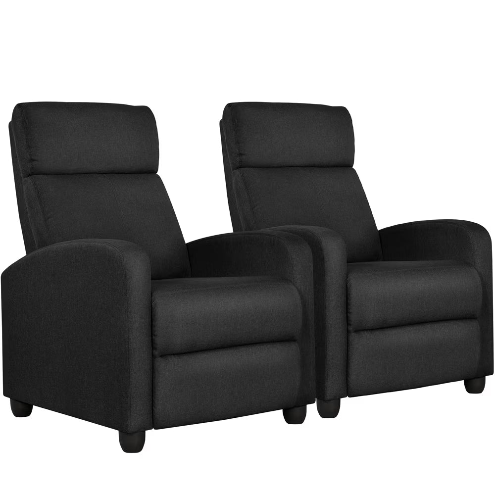 Black Fabric Recliner Set of 2 U856