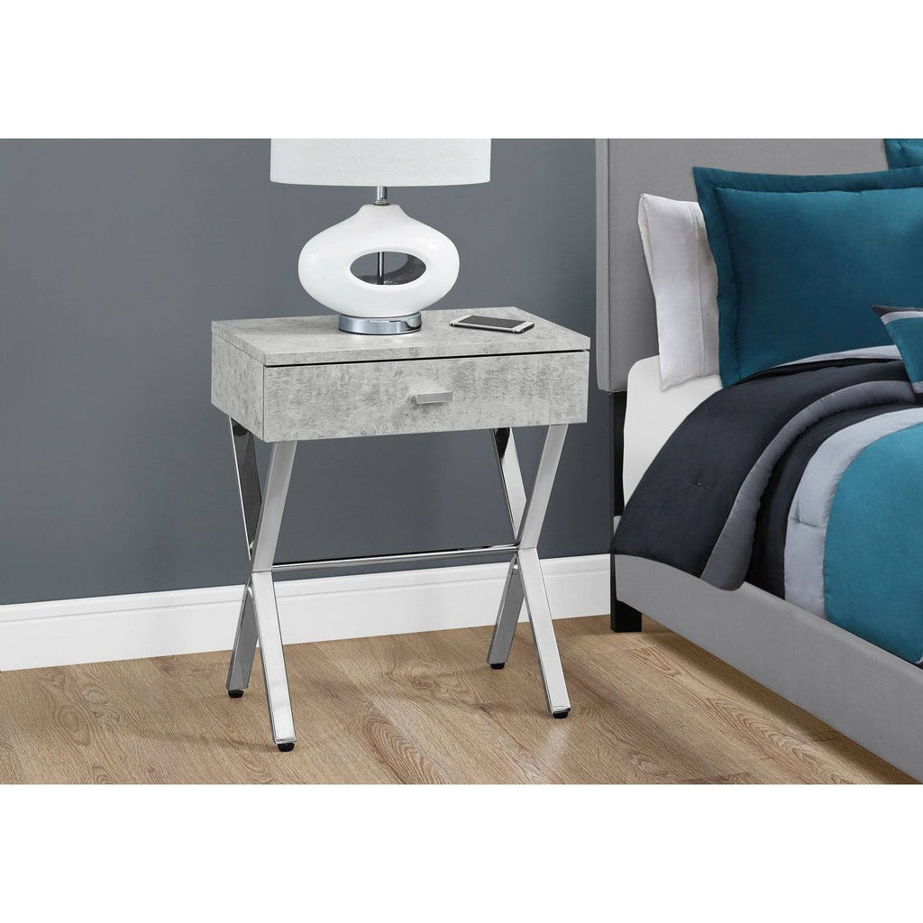 Gray and Silver Contemporary Rectangular Accent Table V776