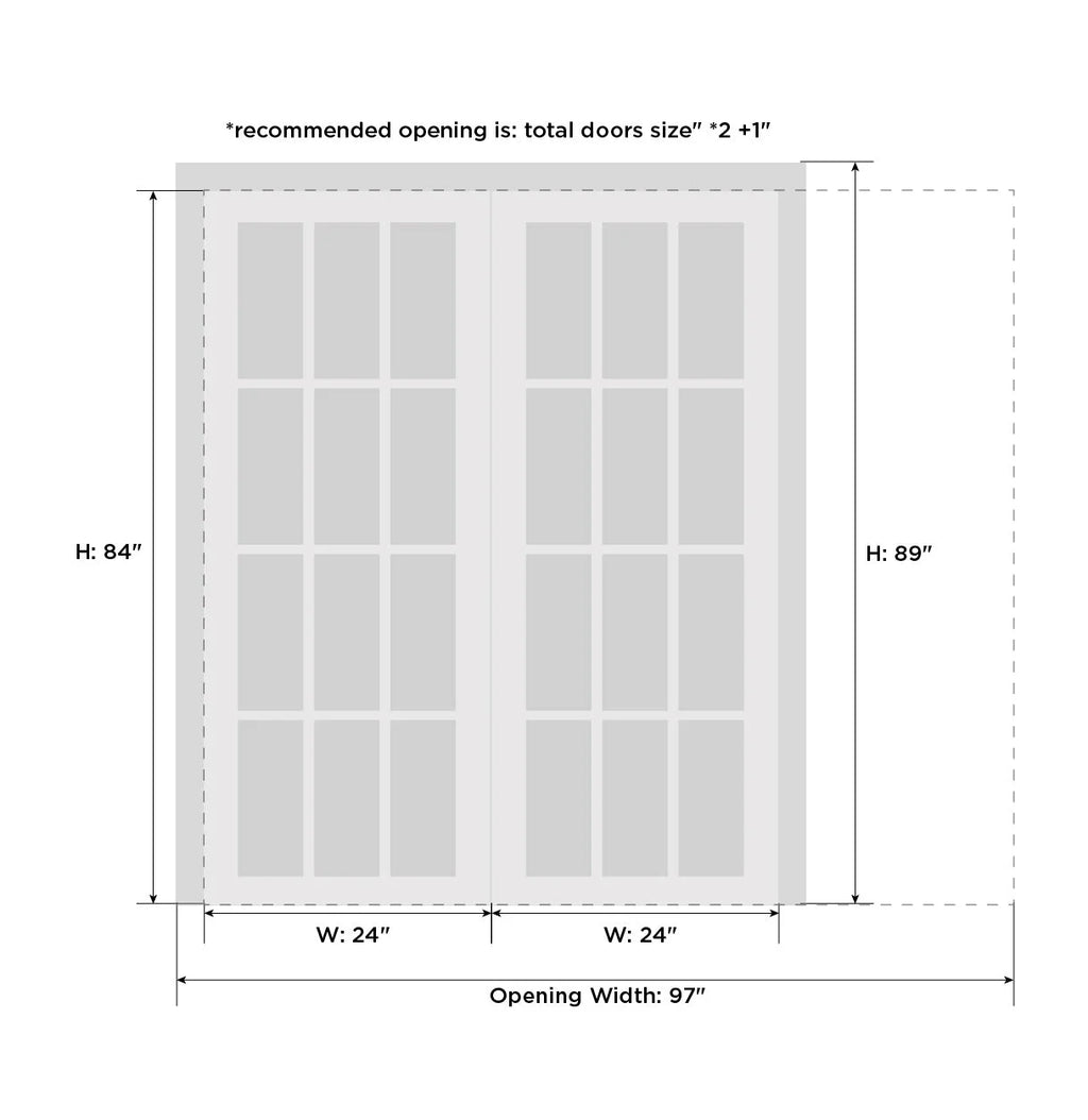 Sliding French Double Pocket Doors 48 x 84 inches Solid Wood H807
