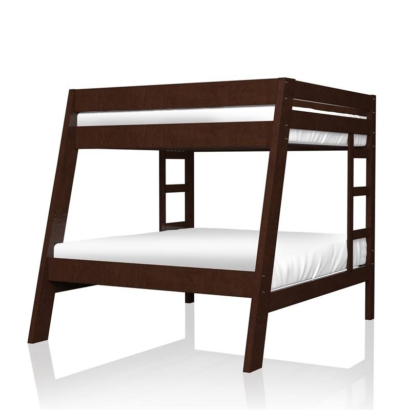 Dark Walnut Wood Twin Over Full Bunk Bed N2820