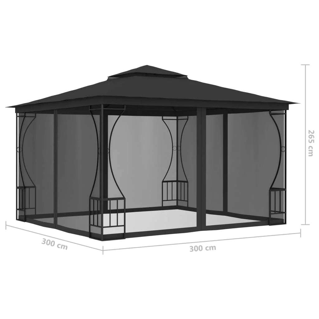 Gazebo with Nets 9.8'x9.8'x8.7' Anthracite I37849
