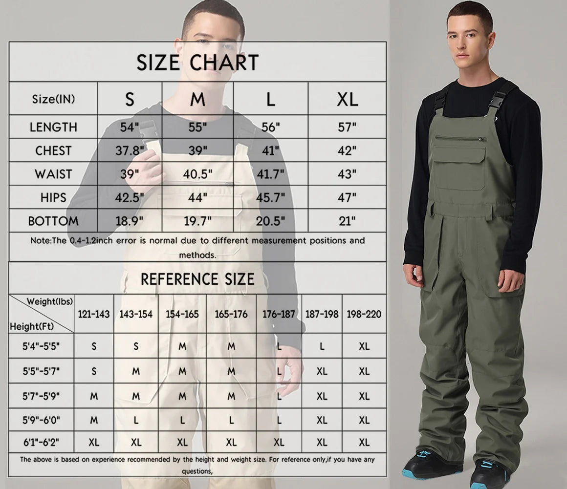Black Insulated Ski Snow Bib Pants G531