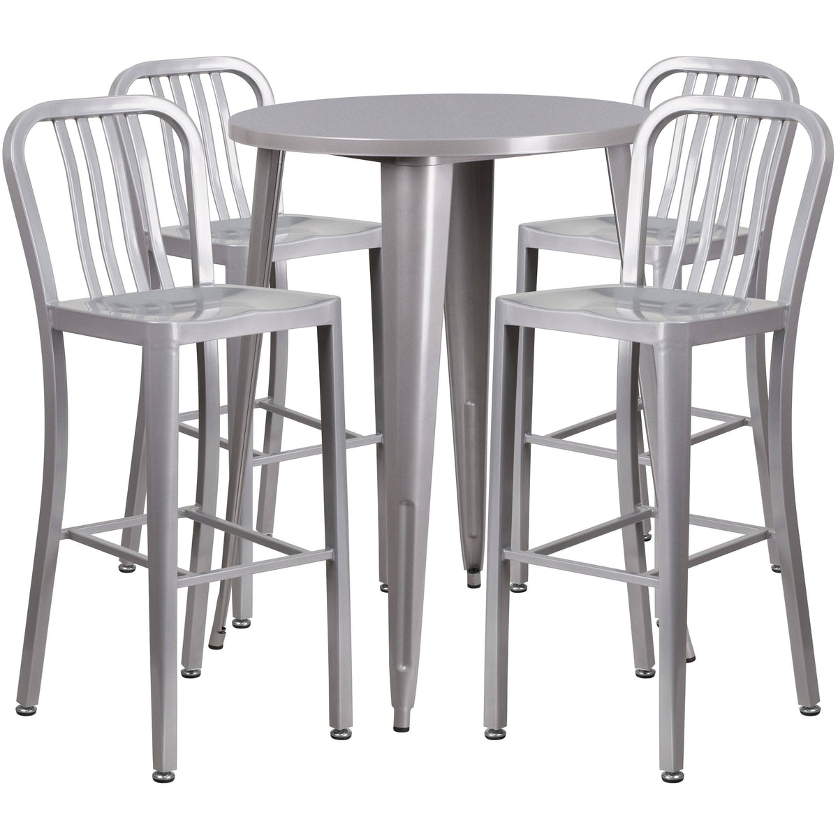 Yellow Metal Indoor-Outdoor Bar Table Set with 4 Vertical Slat Back L199686