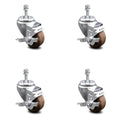 3 inch High Temp Glass Filled Nylon Threaded Stem Caster Set with Brake J72233