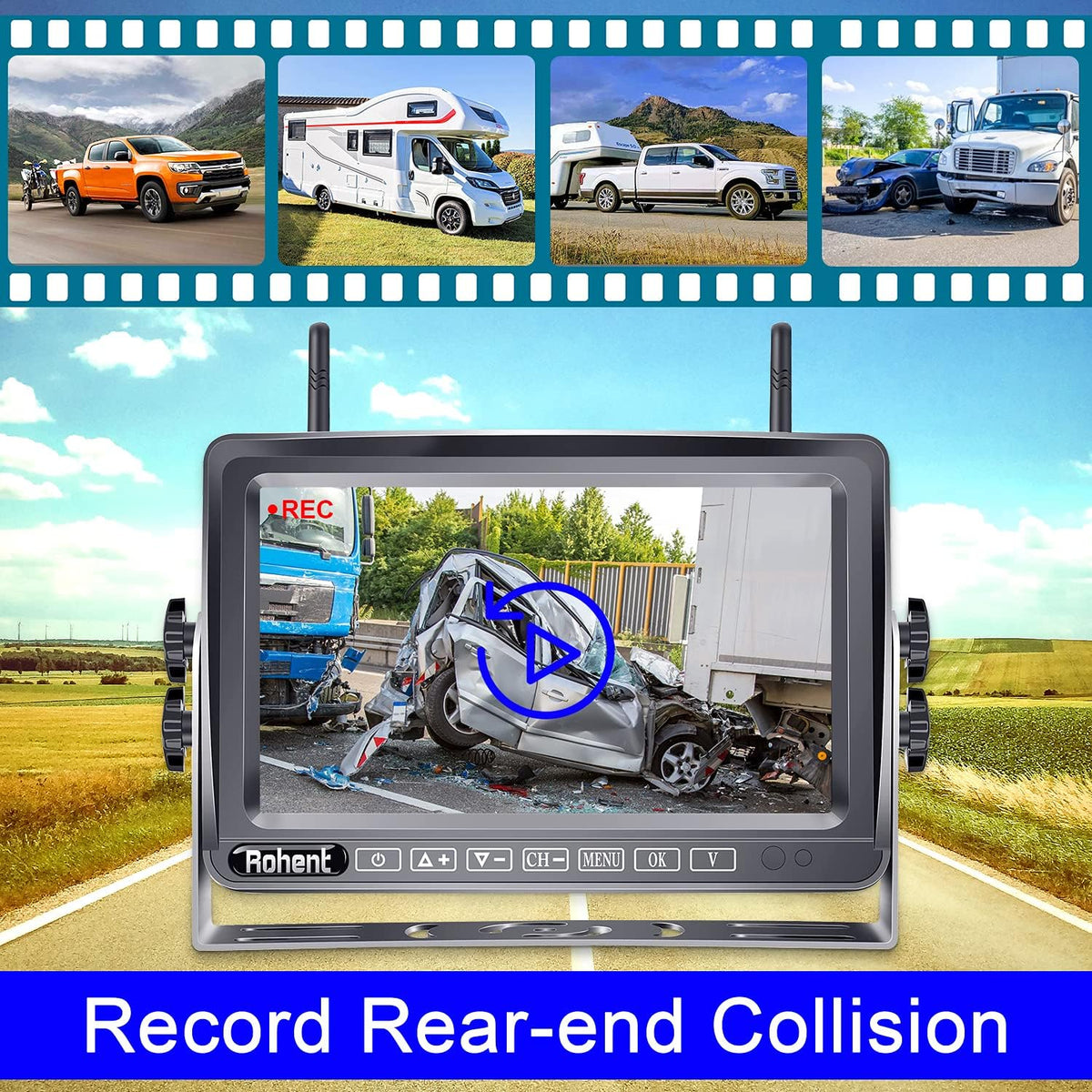 Wireless Backup Camera System with 7 Inch Monitor and 2 Cameras F213103